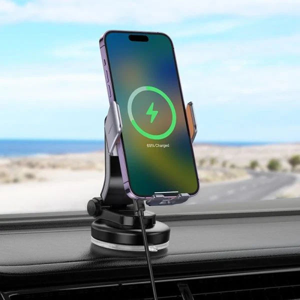 Hoco HW8 15W Transparent Wireless Fast Charging Center Console Car Holder -Black Hoco HW8 15W Transparent Wireless Fast Charging Center Console Car Holder -Black